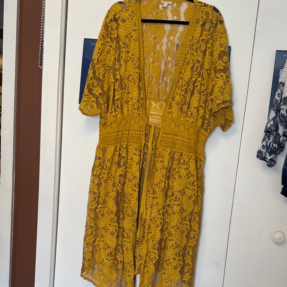 Cato Mustard Lace Cardigan
